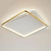 Trade Shop - Plafoniera Led 35w Quadrata Oro Lampadario Da Soffitto Moderno Luce Naturale 70739 -