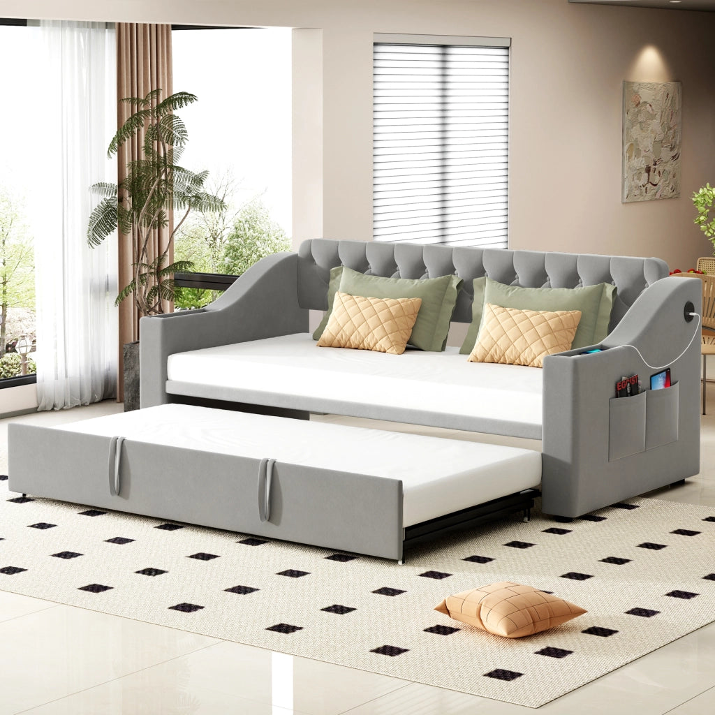 Letto poltrona trasformabile in letto samto grigio 90x190 cm
