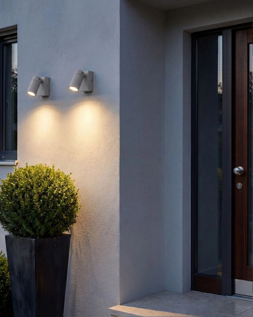 Set di 2 lampade da parete per esterni alluminio bianco illuminazione moderna per esterni, alluminio