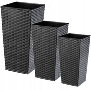 Set di 3 vasi da fiori KADAX, vasi da giardino + inserti, alti e grandi, grafite, 57+68+75 cm