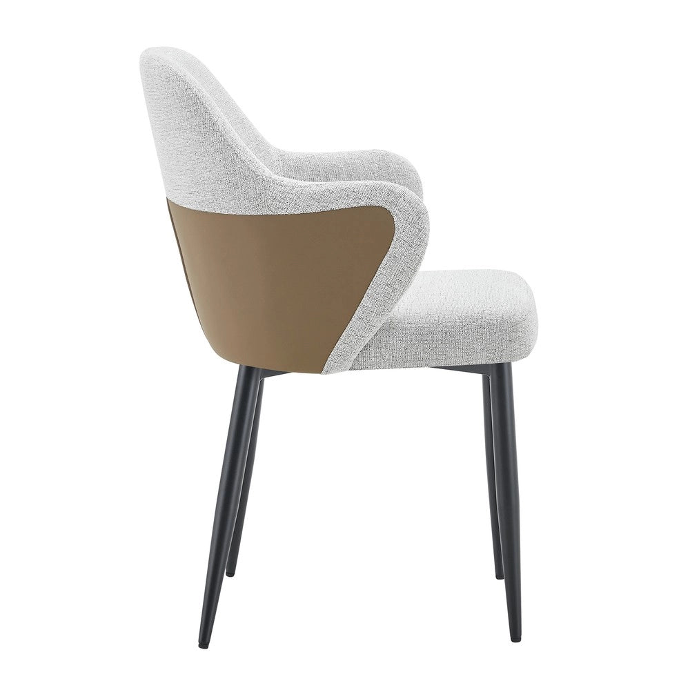Sedie da Pranzo Imbottite Set 2 Pezzi ¨C MINIMAL ¨C Tessuto Grigio Chiaro, Schienale Bicolore, Gambe in Metallo