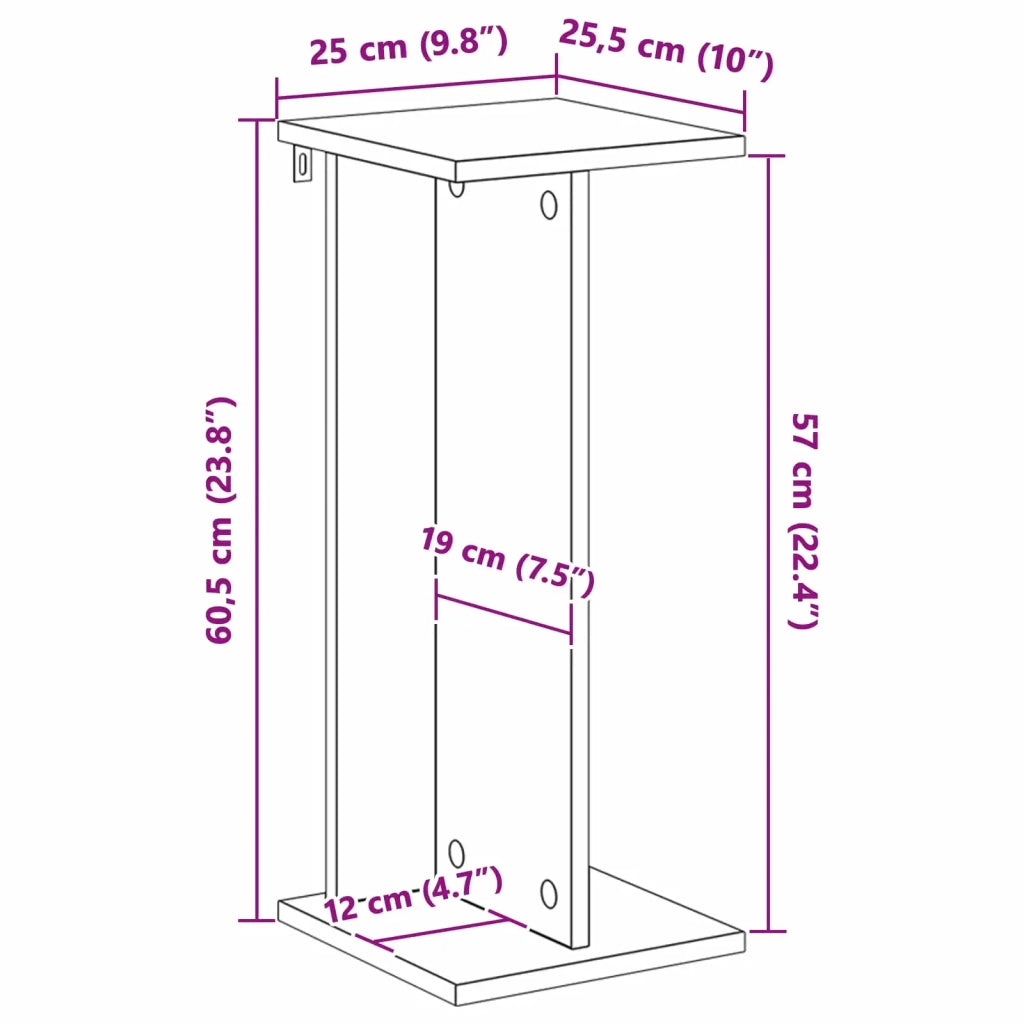 Supporto per piante | Sostegno per piante Quercia Affumicata 25 x 25,5 x 60,5 cm