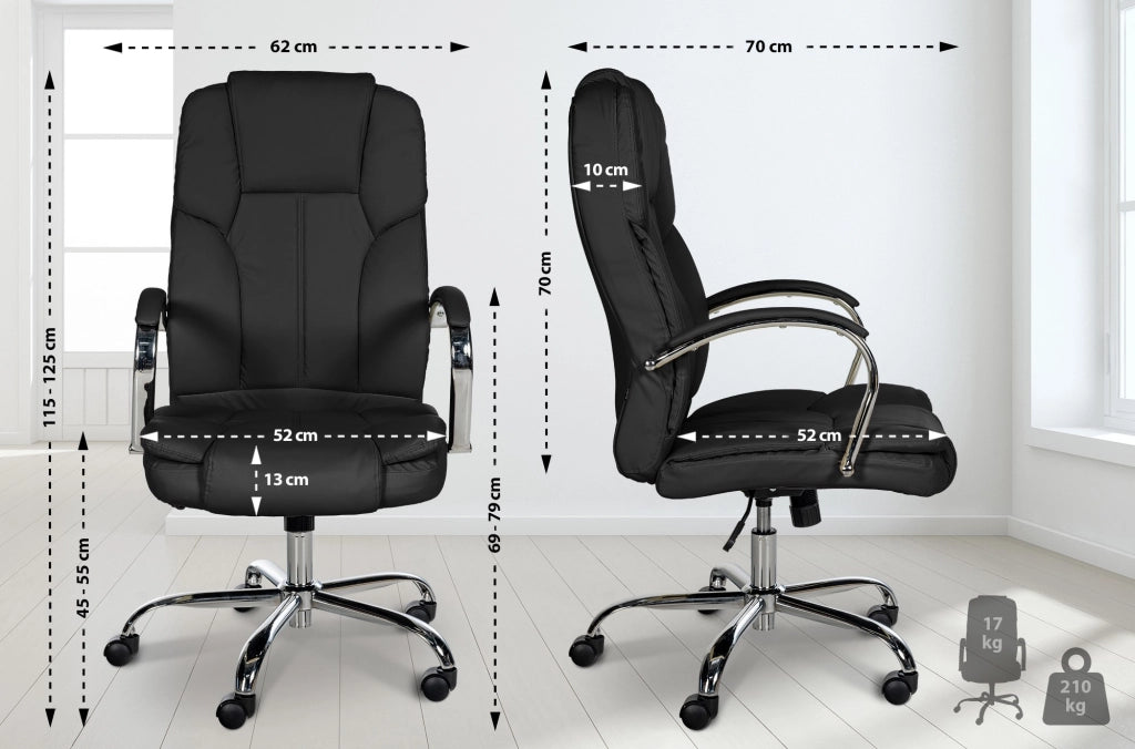 Poltrona ufficio XXL Xanthos in similpelle nero