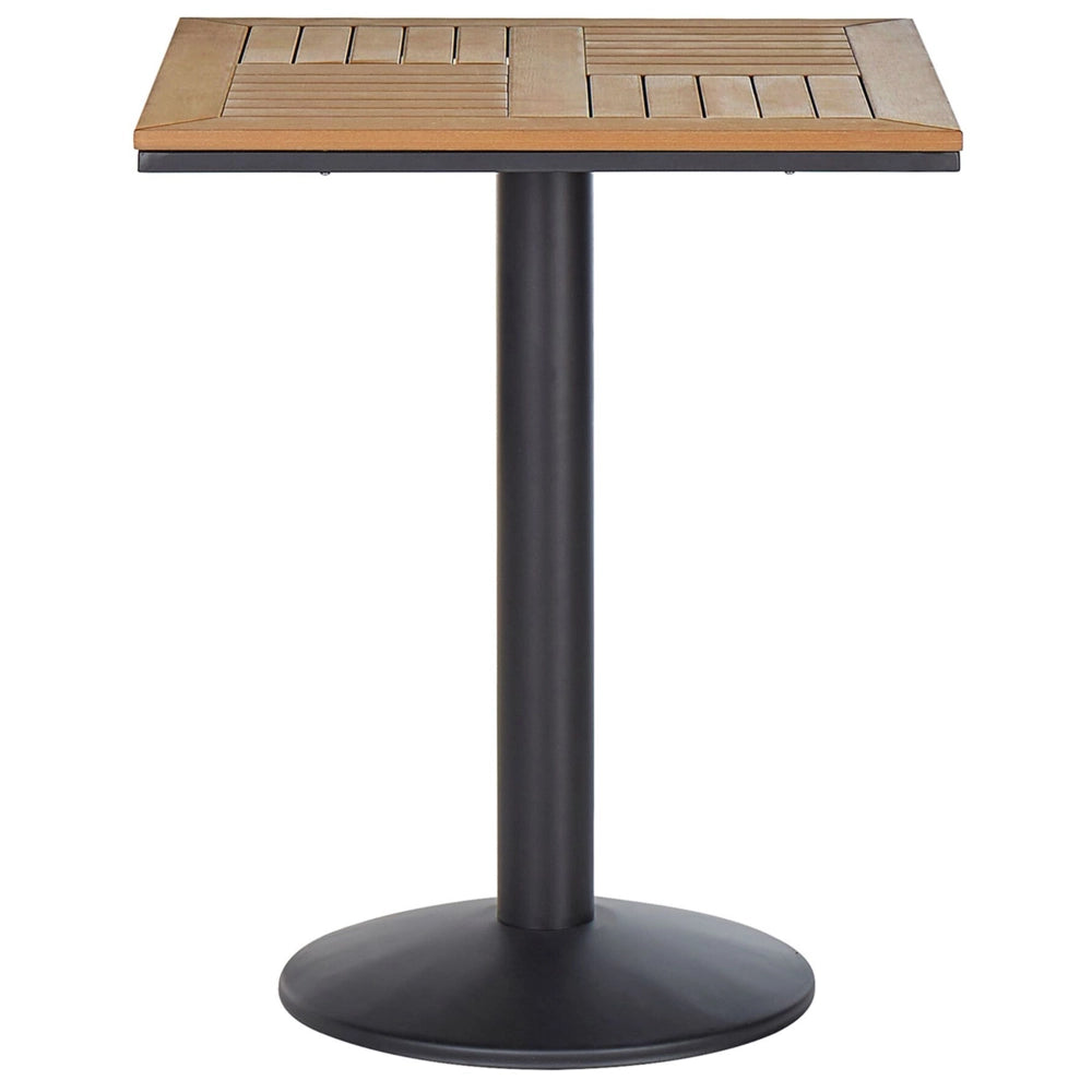 Tavolino da caffè da bistrot da giardino in legno chiaro piano quadrato 60x60 cm base in metallo Nero rustico moderno