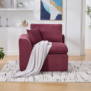 OKWISH Poltrona in Velluto a Coste, Seduta Imbottita con Cuscino e Design Minimalista, Rosso Vino, 101 × 102.5 × 84 cm