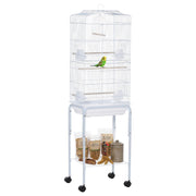 Gabbia per uccelli con ruote e tetto apribile ¨C zephmum ¨C bianco 46.5x36x157cm