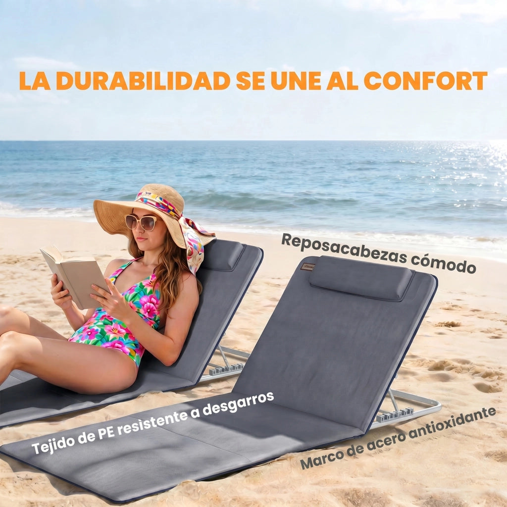 Divano 2 posti reclinabile con poggiatesta e custodia ¨C zephmum ¨C grigio 134x48x33-43 cm