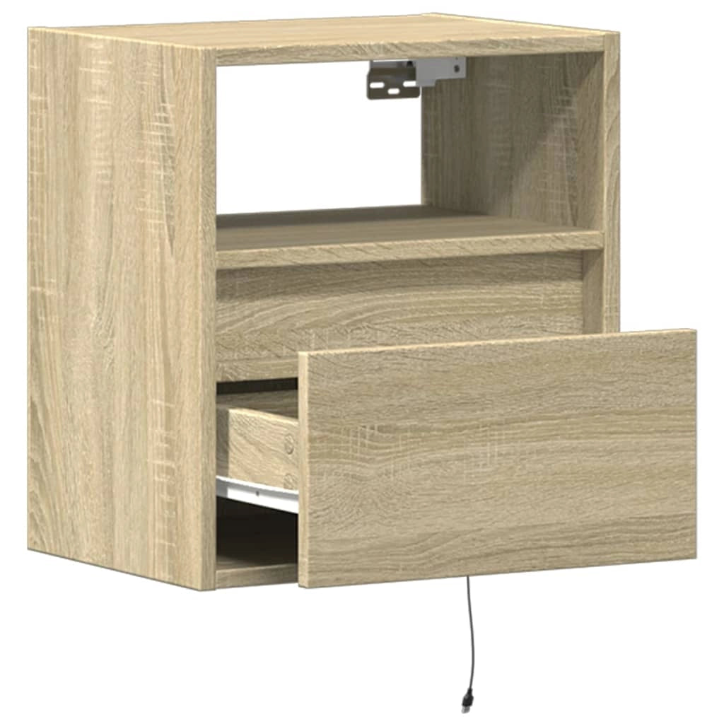 Mobile TV multimediale da parete mensola TV mobile TV sala da pranzo soggiorno camera da letto luci LED 2 pezzi rovere Sonoma 41 x 31 x 45 cm marrone 02_0029177