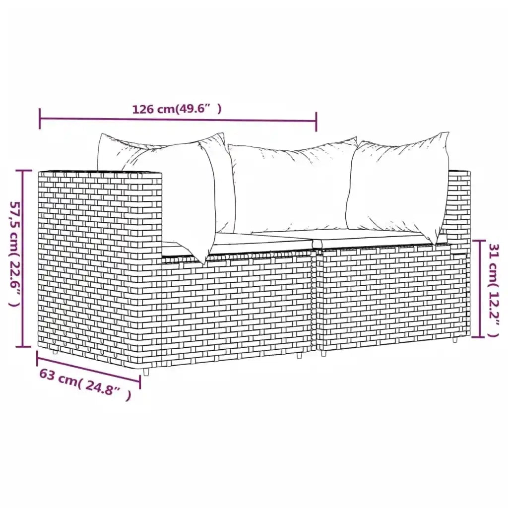 Divani Angolari da Giardino con Cuscini 2pz Polyrattan Marrone 319746