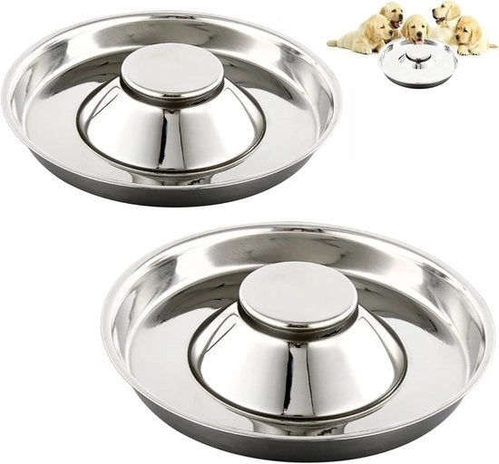 Bacino in acciaio inossidabile per alimentazione lenta/puppy, con capacità per più cuccioli, che possono mangiare, bere e conservare acqua, 22*6,4cm