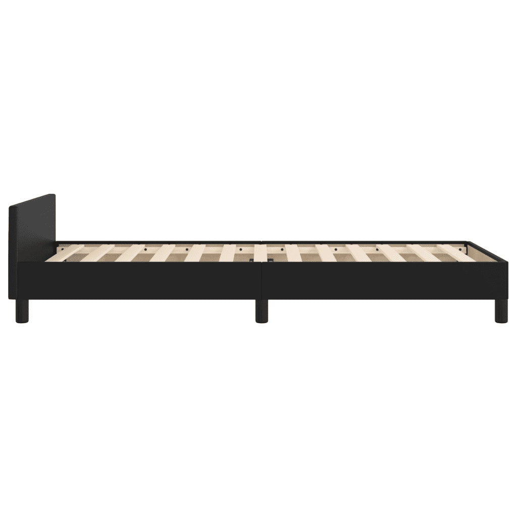 Giroletto con Testiera-Struttura Letto con testiera Nero 90x190 cm in Similpelle 331499