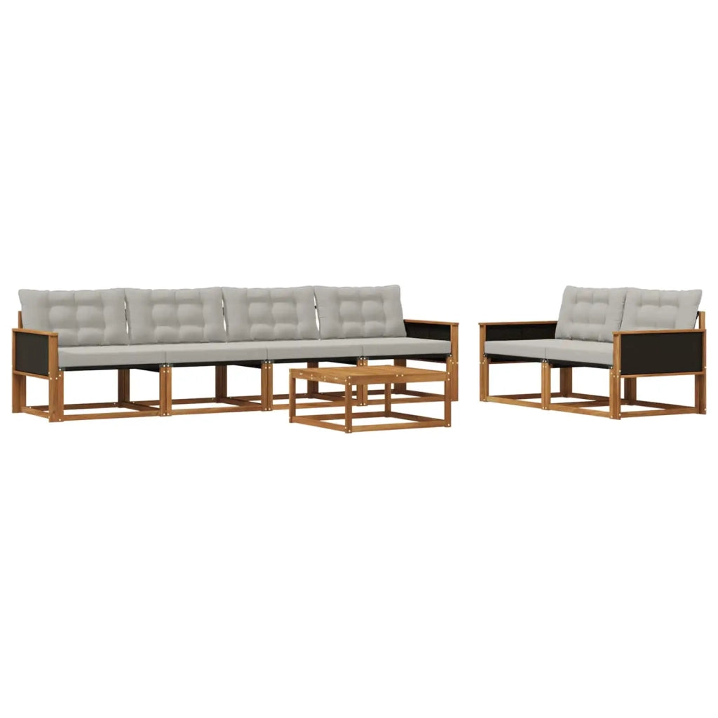 Set di divani da esterno 7 pcs Naturale e Grigio Chiaro 3381255