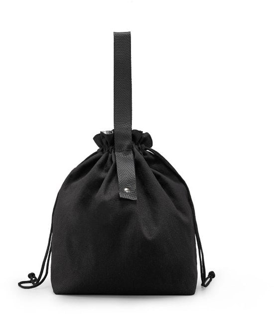 Borsa per pranzo riciclabile, borsa per pranzo in canapa con cordoncino, borsa per pranzo Adatta per l'ufficio, la scuola o una pic nic, leggera e impermeabile, mantiene il cibo fresco tutto il giorno (nero).