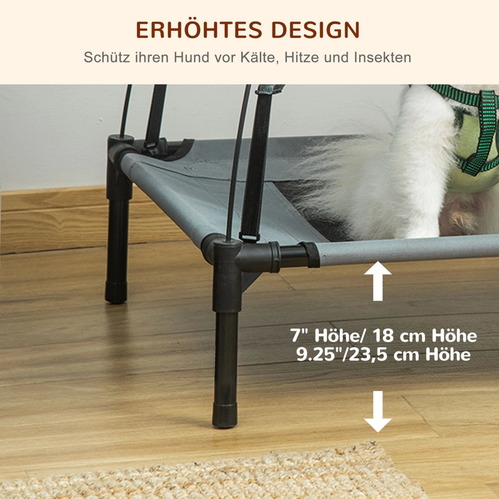 Cuccia per cani rialzata con baldacchino ¨C zephmum ¨C Grigio 61x46x62 cm