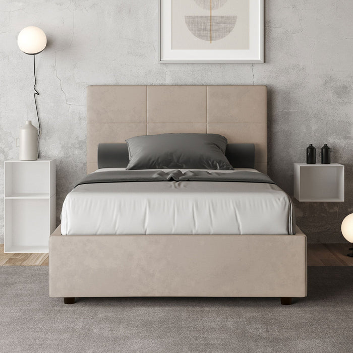 Letto 1 Piazza e Mezzo 120x190 cm con Rete Mika Sabbia