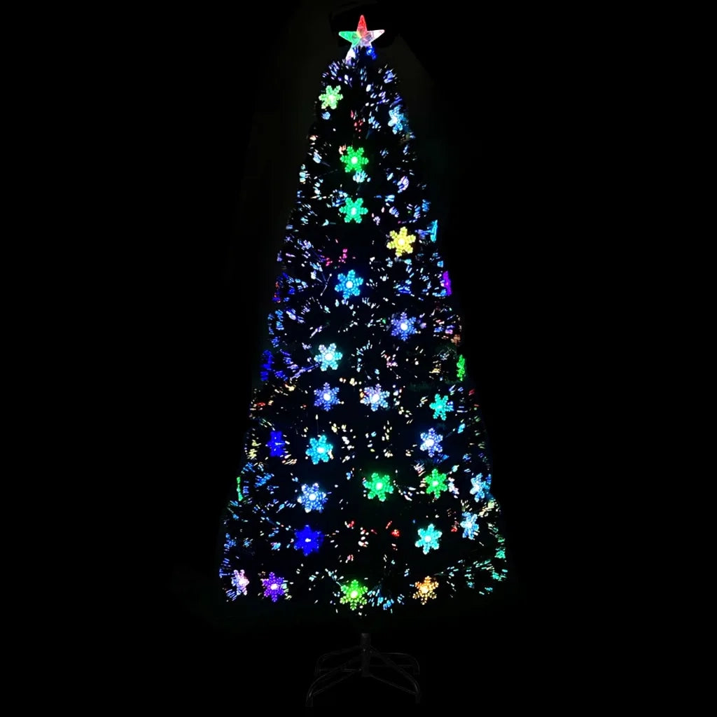 Albero Natale con Fiocchi di Neve a LED-Luci decorative natalizie Nero 180cm Fibra Ottica