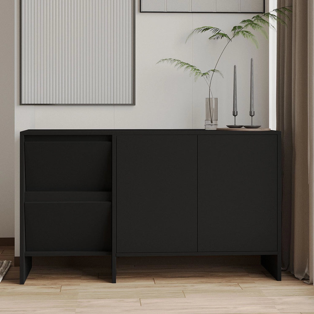 Credenza in legno "Laris 130" - 130 x 44 x 82 cm - Nero