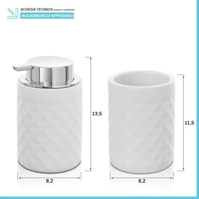 Set completo accessori bagno bianco in ceramica Cristal