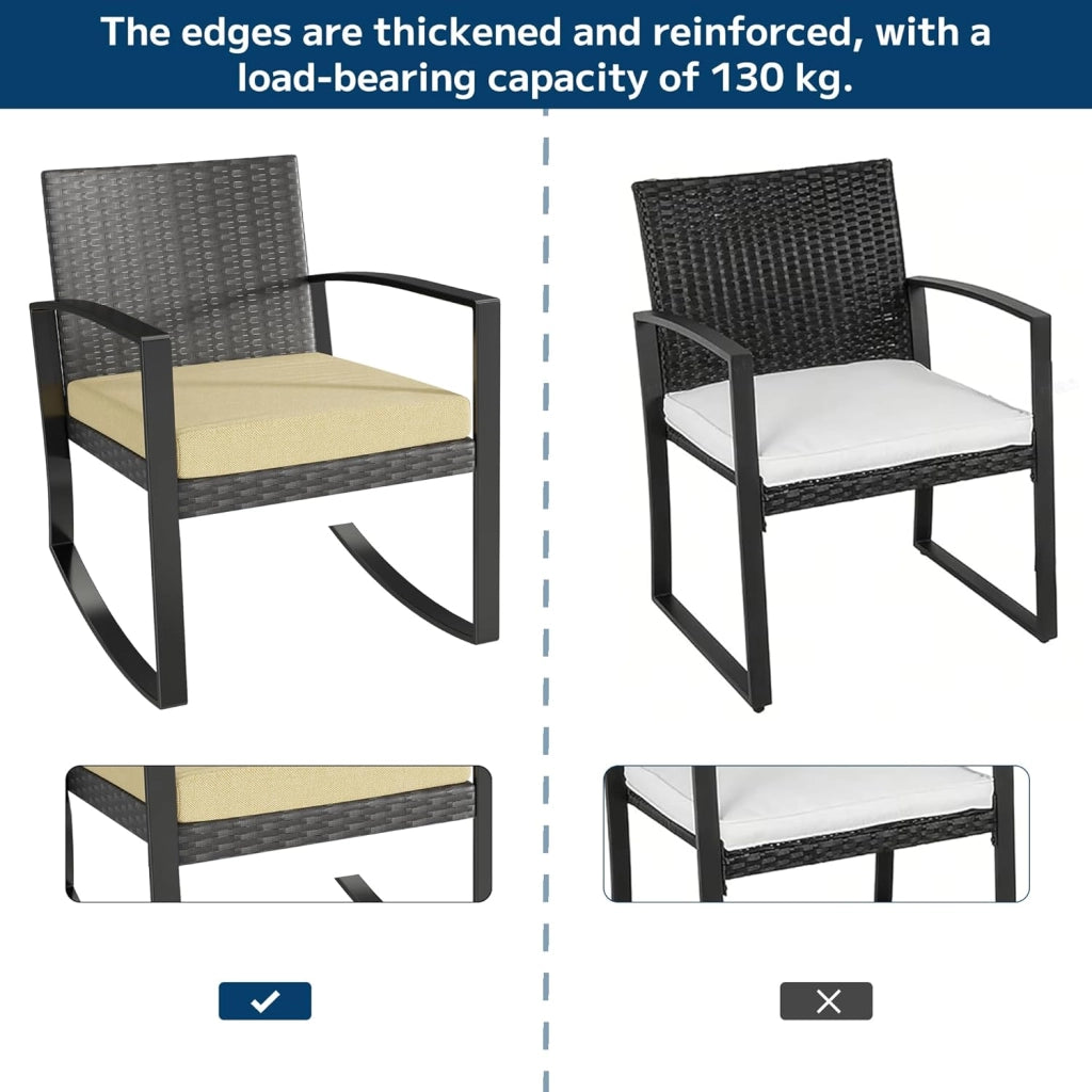Set di Mobili da Balcone,Set Tavolino e Sedie da Giardino,Set di Mobili da Giardino in Rattan,2 Sedie da Esterno e 1 Tavolino,per Giardino Cortile Piscina (Beige)