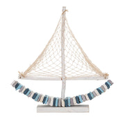 Scultura Barca a Vela in Legno con Rete in Tessuto 45x45 cm - BOAT