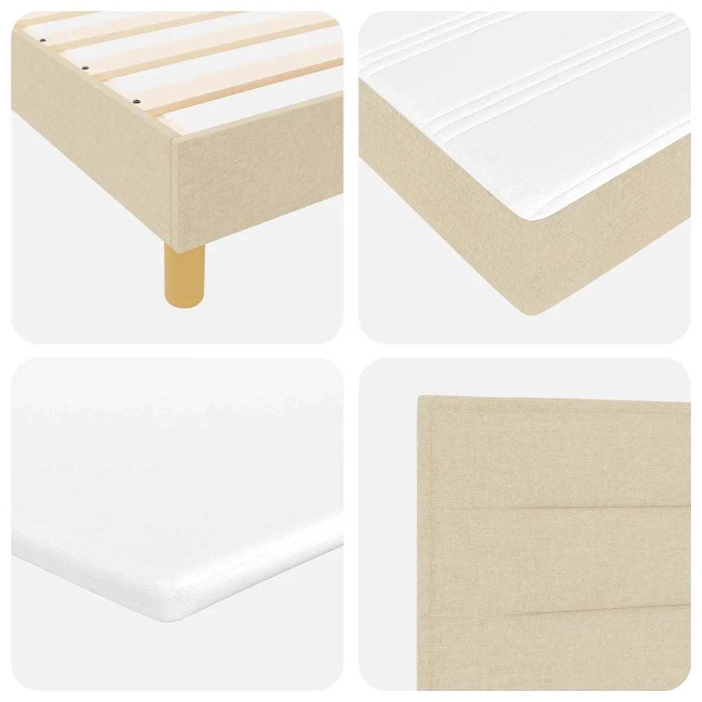 Letto a molle con materasso Crema 200 x 200 cm Tessuto 3341256