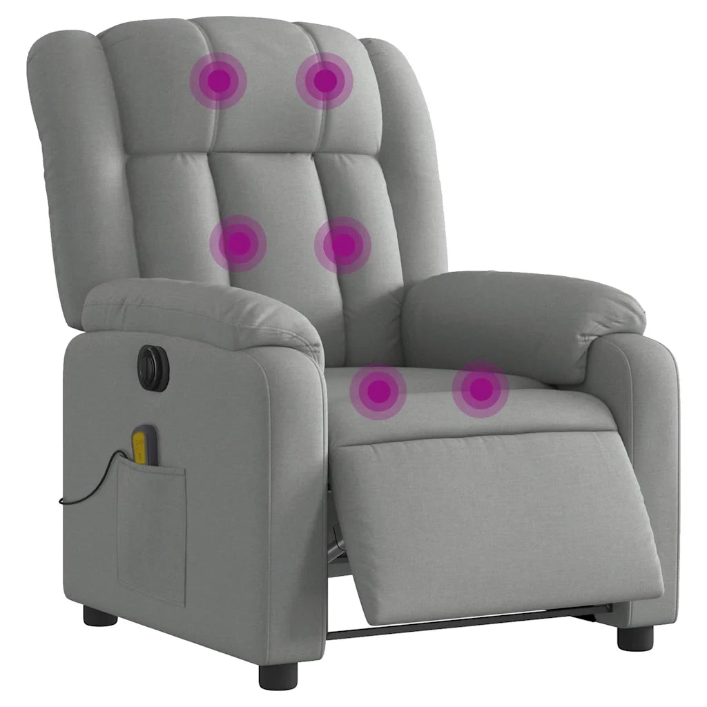 Divano Sedia-Poltrona Reclinabile Massaggio Elettrica Grigio Chiaro Tessuto 257306