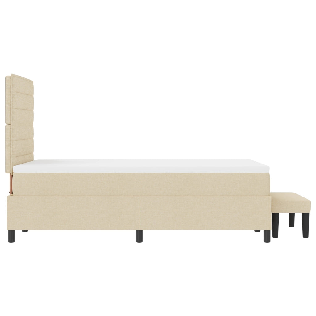 Letto con Box Spring e Materasso Crema 120x200 cm Tessuto