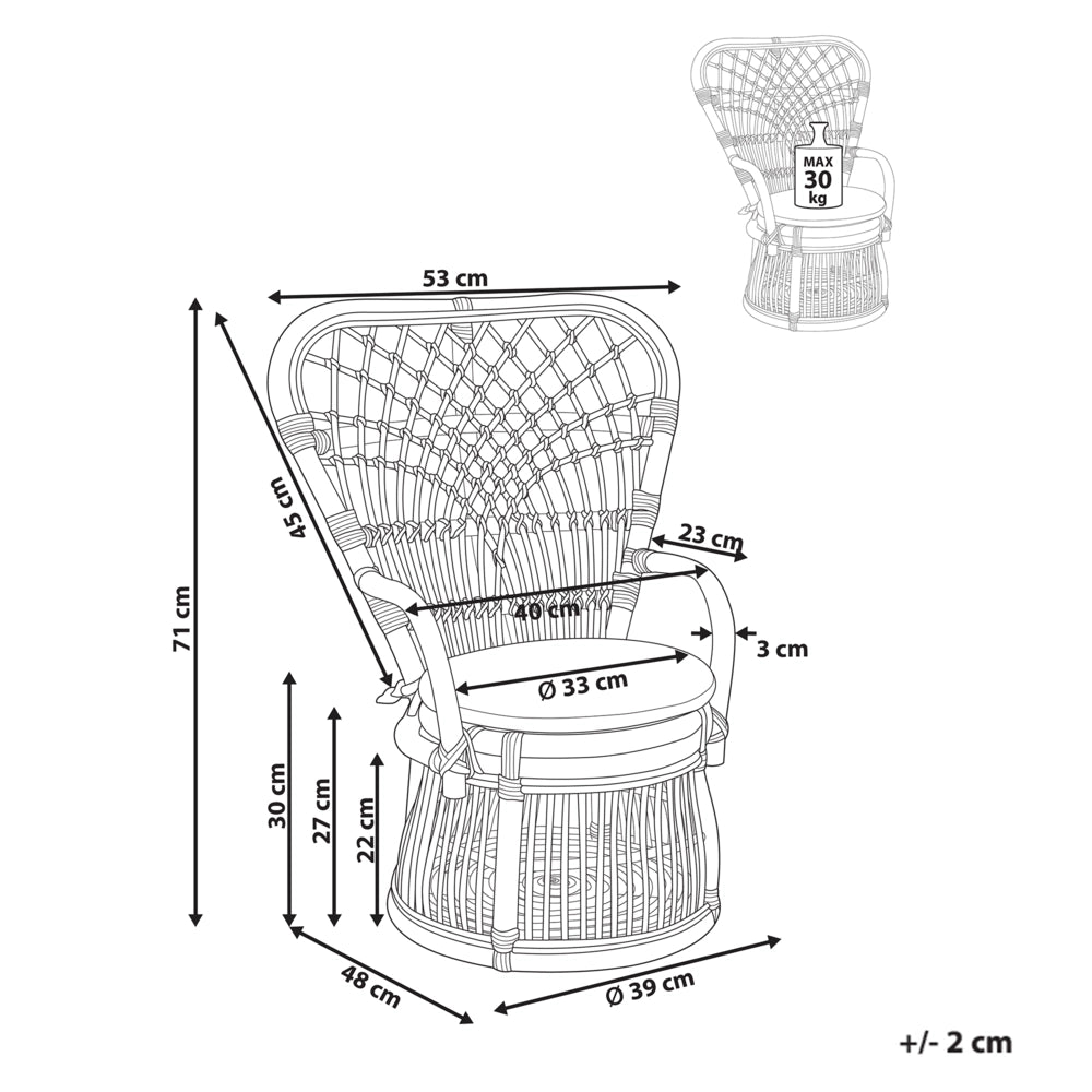 Sedia per bambini in rattan naturale Patio esterno interno Boho fatto a mano