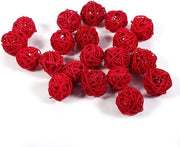20 pezzi di palline decorative 3cm di paglia intrecciata per artigianato decorazione di matrimonio di festa di potpourri (rosso)