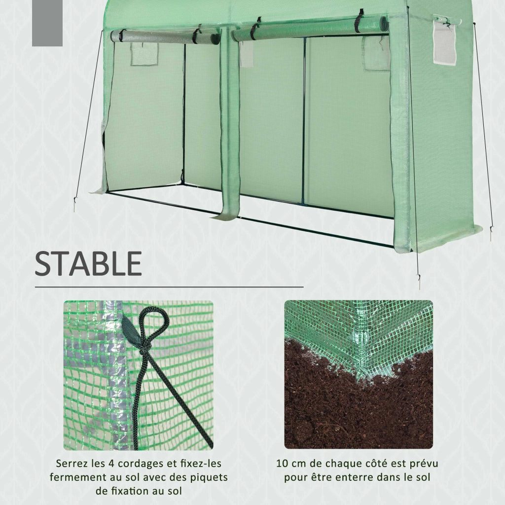 Serra da giardino 3 m2 ¨C zephmum ¨C PE, telaio in acciaio, verde, 3x1x2 m