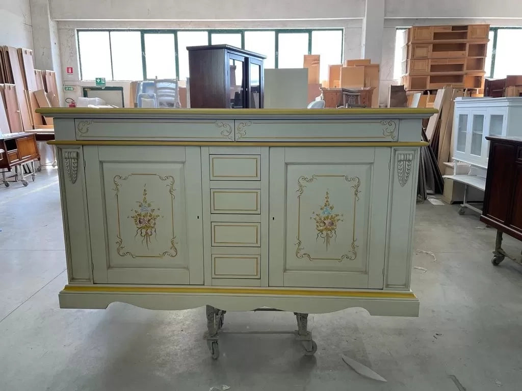 Madia credenza legno 2 porte avorio e oro 210x60x115 - Mobili 2G