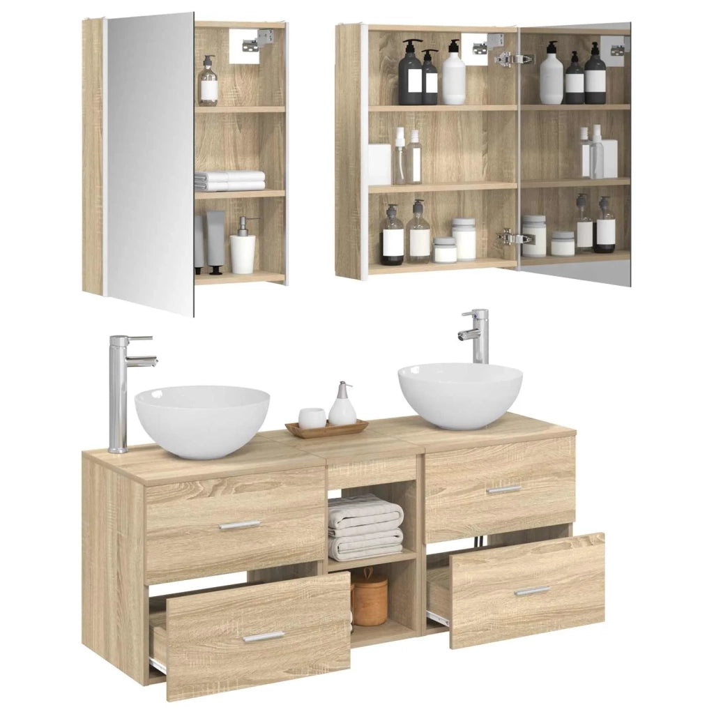 Set di mobili per il bagno 5 pcs Rovere Sonoma 3406729