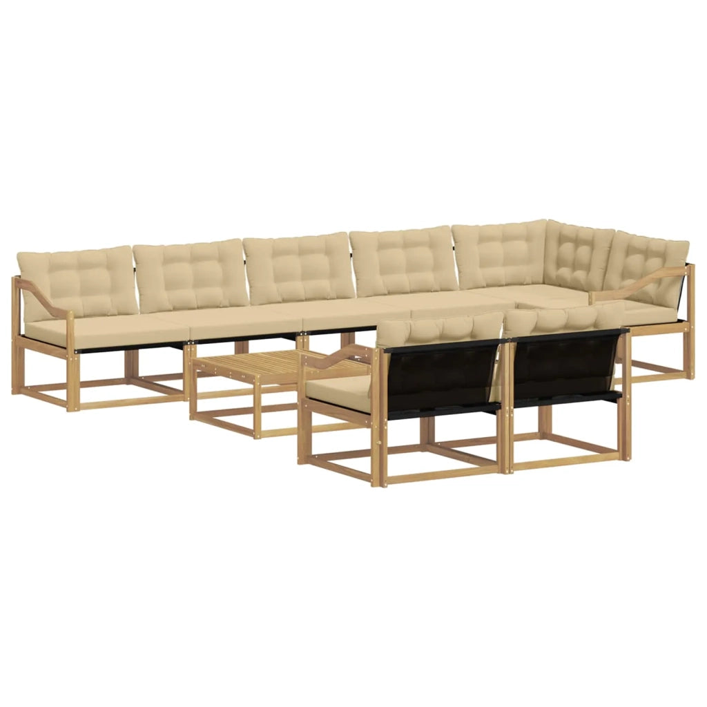 Set di divani da esterno 9 pcs Bianco e Beige 79 x 79 x 37 cm