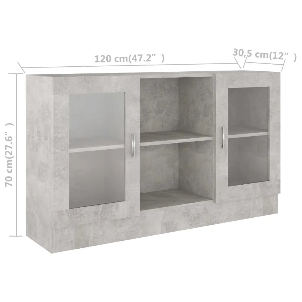 Vetrina moderna e pratica in legno grigio effetto cemento 120 x 30 x 70 cm stile minimalista 02_0047767
