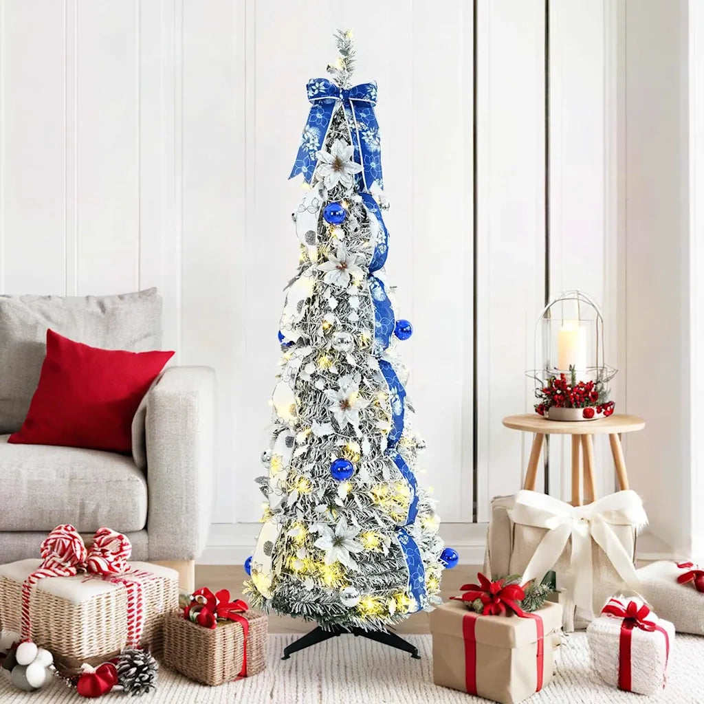 Albero di Natale artificiale con 100 LED Bianco 150 cm PVC 42018635