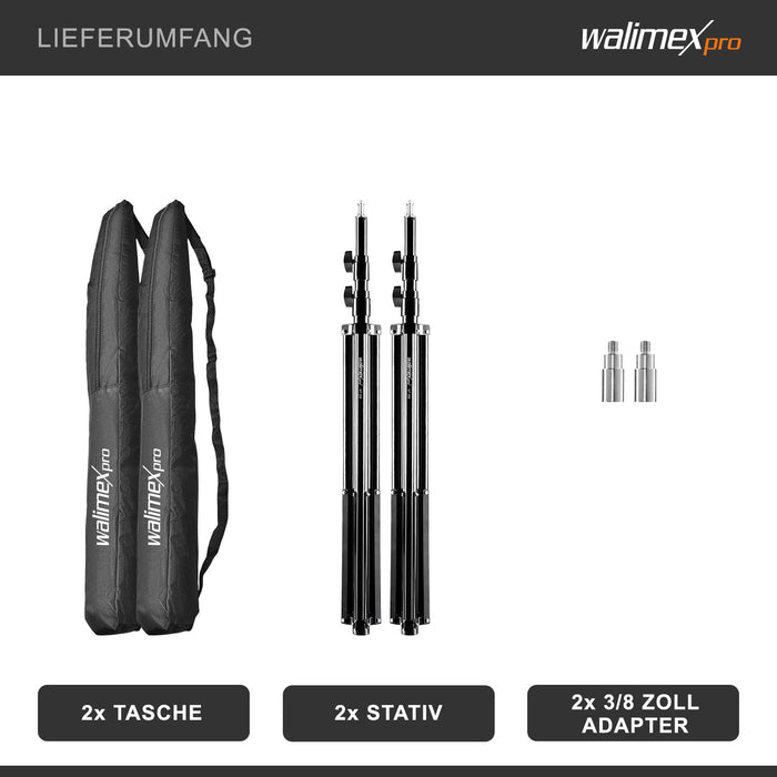 Set 2 stativi per luci WT-806 altezza fino a 256 cm max 6 kg, Cavalletto fotografico per faretti flash e ring light, con adattatore 3/8" e borsa, per foto e video