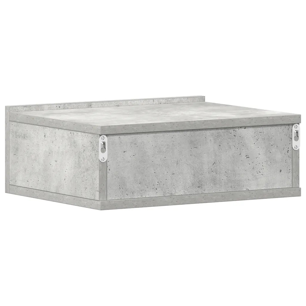 Comodino Pensile Grigio Cemento 40x30x15cm in Legno Multistrato 800314