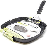 Bistecchiera antiaderente Stoneheart quadrata con manico pieghevole - cm 28 x 28