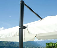 Ombrellone quadrato 3x3 mt da giardino con palo laterale e telo ecrù, apertura a manovella Tomaino 5011