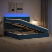 Letto con contenitore LED e materasso Blu 200 x 200 cm Tessuto 3460034