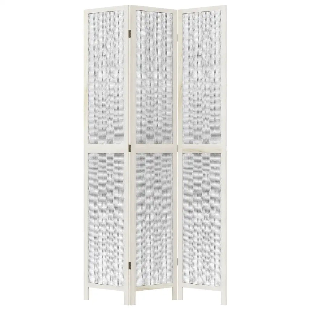 Divisorio Ambienti 3Pannelli Bianco Legno Massello di Paulownia 358672
