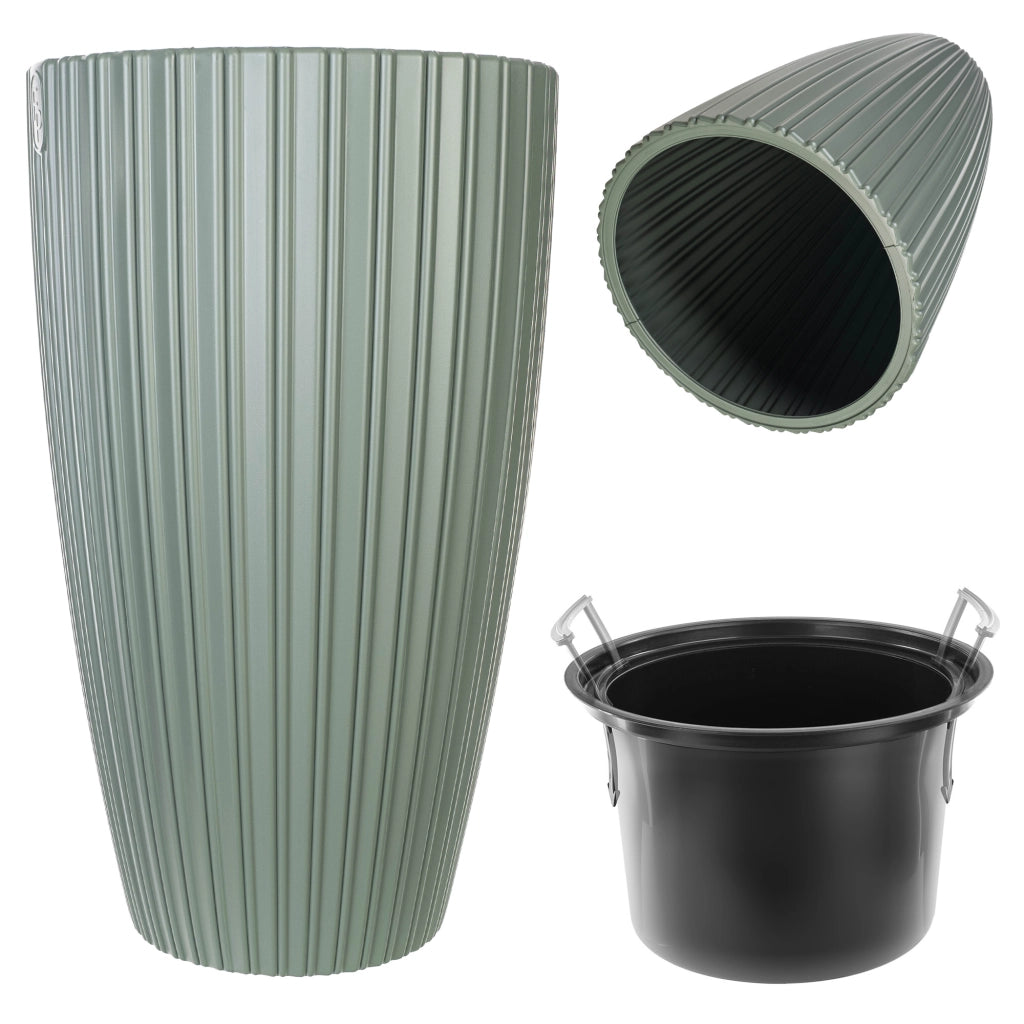 Vaso da fiori KADAX da 30 cm con inserto, vaso da fiori in plastica, verde