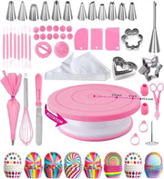 Set di Pastry Professionale - Set di Decorazione di Torta - Tavola di Rotazione per Strumenti - Accessori con Spatola - Spatola - Sacchetto per Torta e Punzoni per Piping