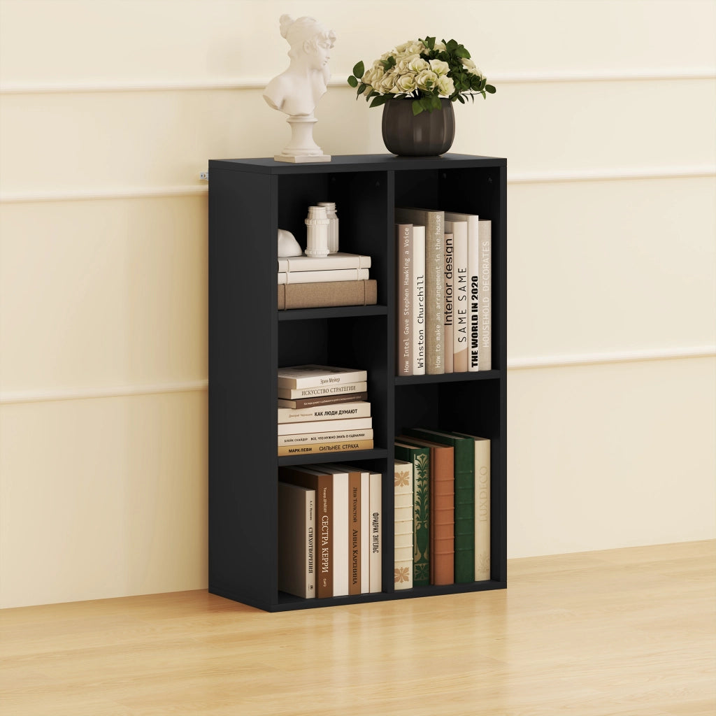 Libreria scaffale mobile con 5 scomparti ¨C zephmum ¨C nero 50x24x80 cm