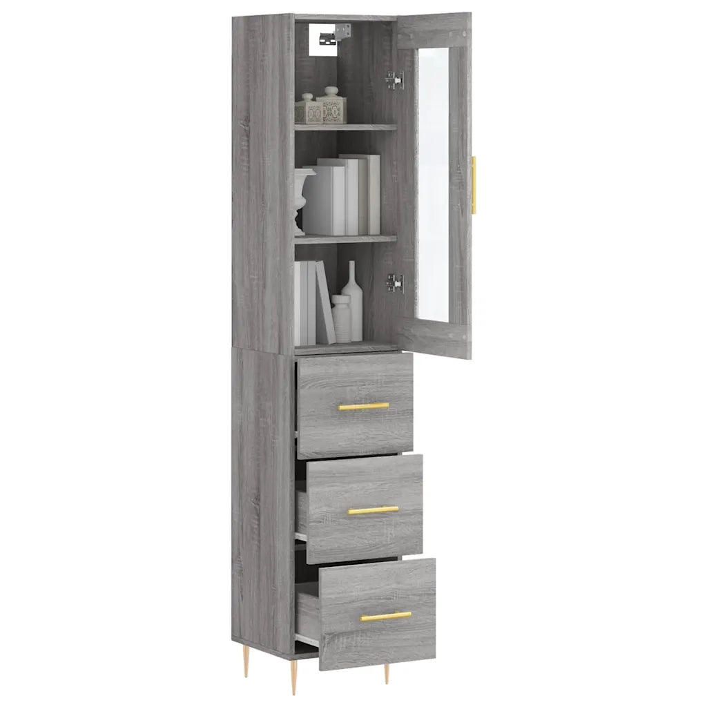 Credenza | Madia | Buffet da pranzo | Armadio da pranzo Grigio Sonoma 34,5x34x180 cm in Legno Multistrato
