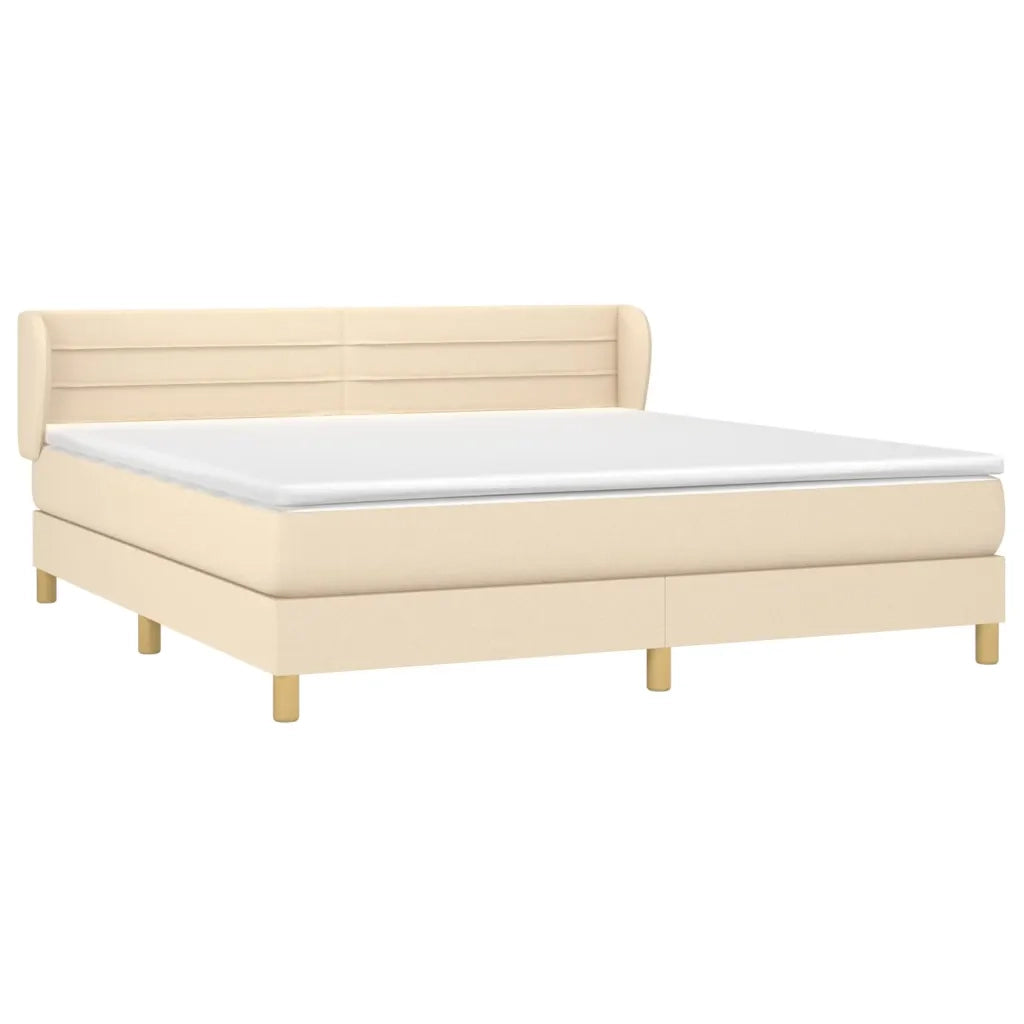 Giroletto a Molle con Materasso Crema 160x200 cm in Tessuto