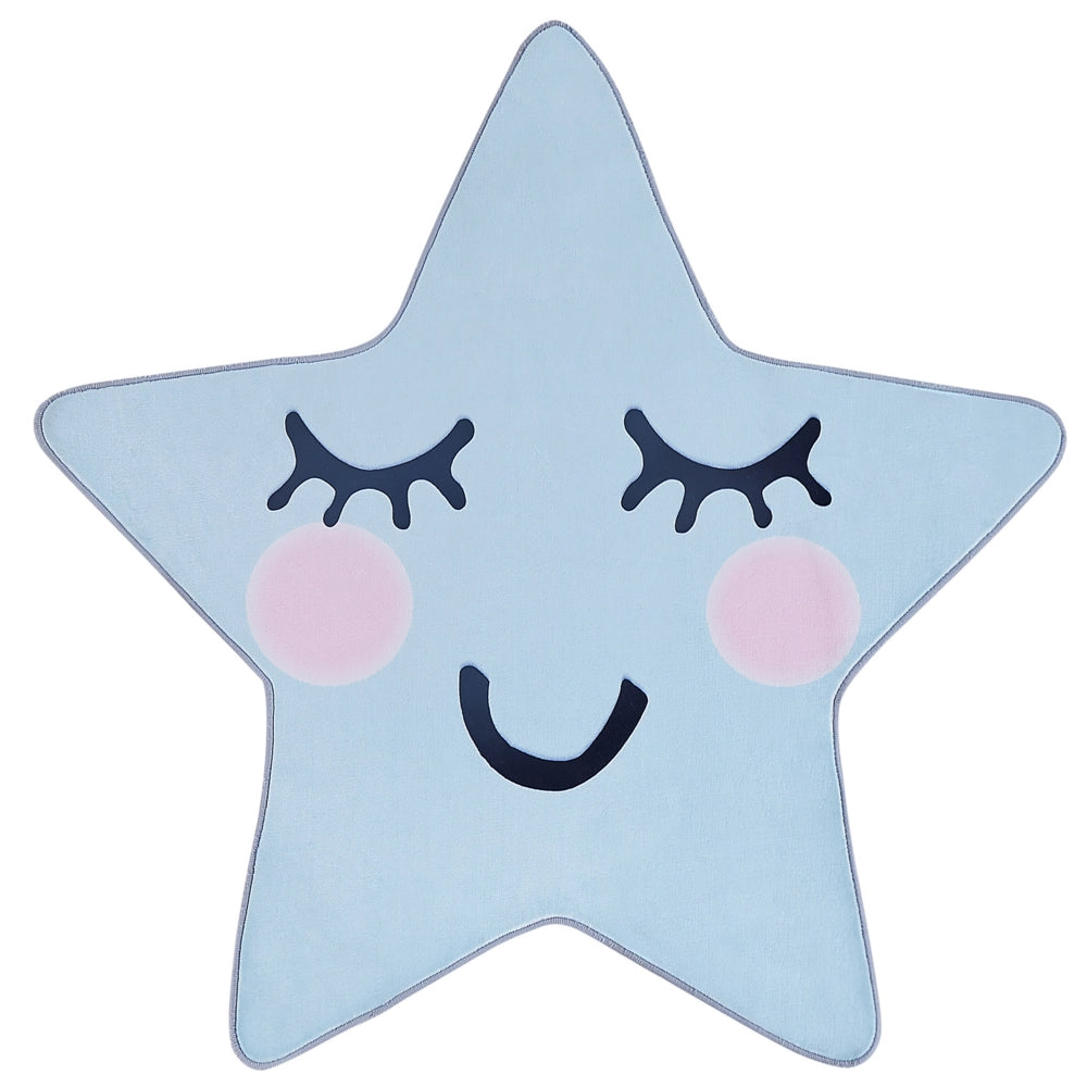 Tappeto blu 120 x 120 cm a pelo corto a forma di stella per la sala giochi dei bambini