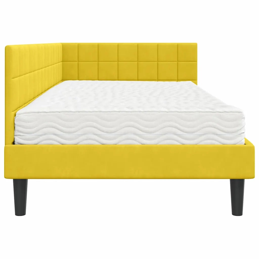 Struttura Letto Angolare con Materasso 2 pz-Giroletto con materasso Giallo Velluto 640648