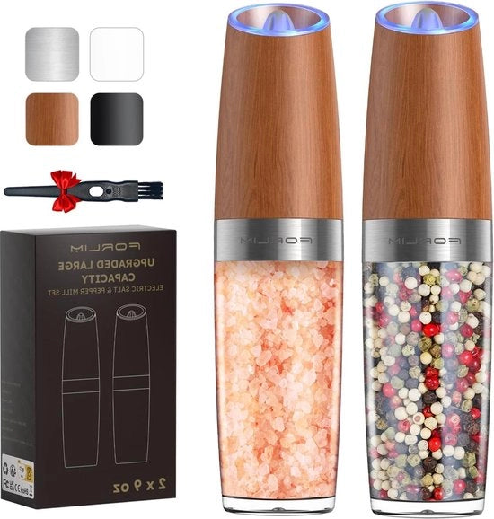 Molinello elettrico con alta capacità - 9 oz - Funziona con batterie - Gravità - Unico pulsante - Regolazione automatica della finitura - Luce LED - Confezione da 2 pezzi (hob artigianale)