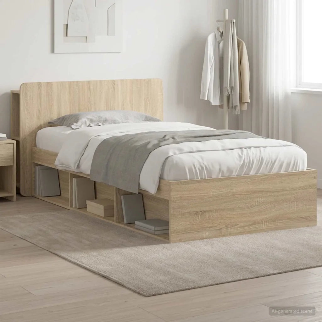 Telaio del letto con storage Rovere Sonoma 90 x 190 cm
